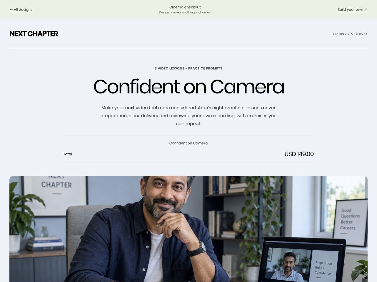 Confident on Camera checkout preview