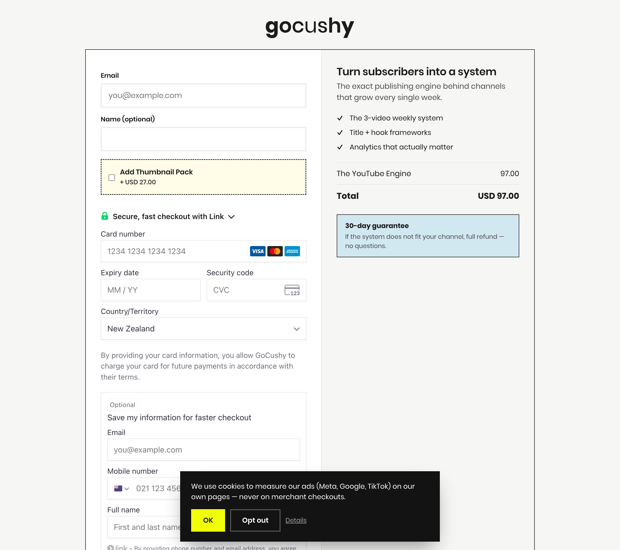 Funnel checkout with bump and upsell — live demo page