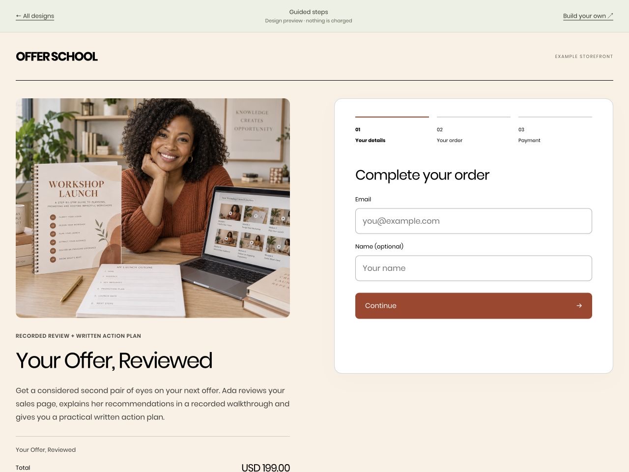 Your Offer, Reviewed checkout preview