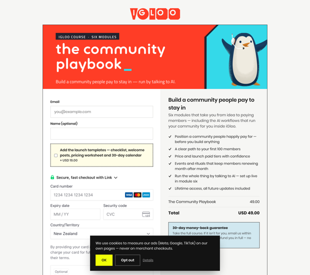Hero banner checkout — live demo page