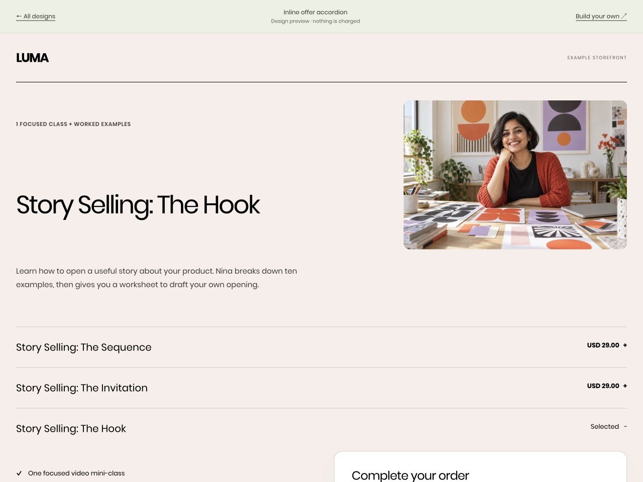 Story Selling: The Hook checkout preview