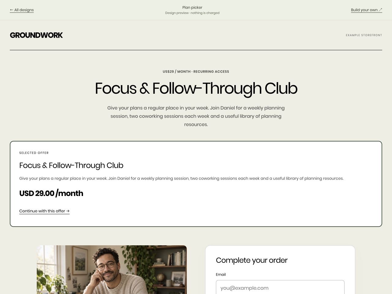 Focus & Follow-Through Club checkout preview