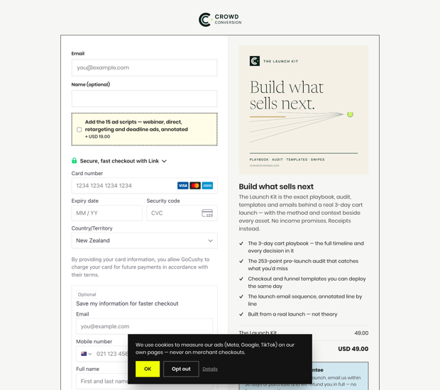 Product spotlight checkout — live demo page