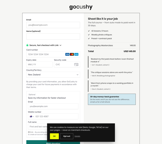 Social-proof checkout — live demo page