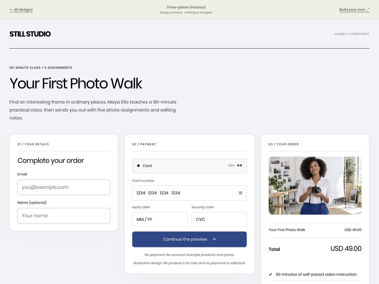 Your First Photo Walk checkout preview